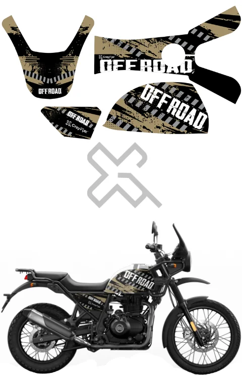 Off Road Edition Full Body Sticker Compatible with Himalayan 411 | Made In Premium Matte Vinyl With FPF (Fade Protection Film), Waterproof, Precut Sticker, Pack Of 1 Compatible with Both Side